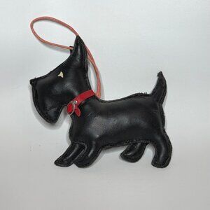 Black Faux-Leather Scottie Dog Scottish Terrier Christmas Ornament